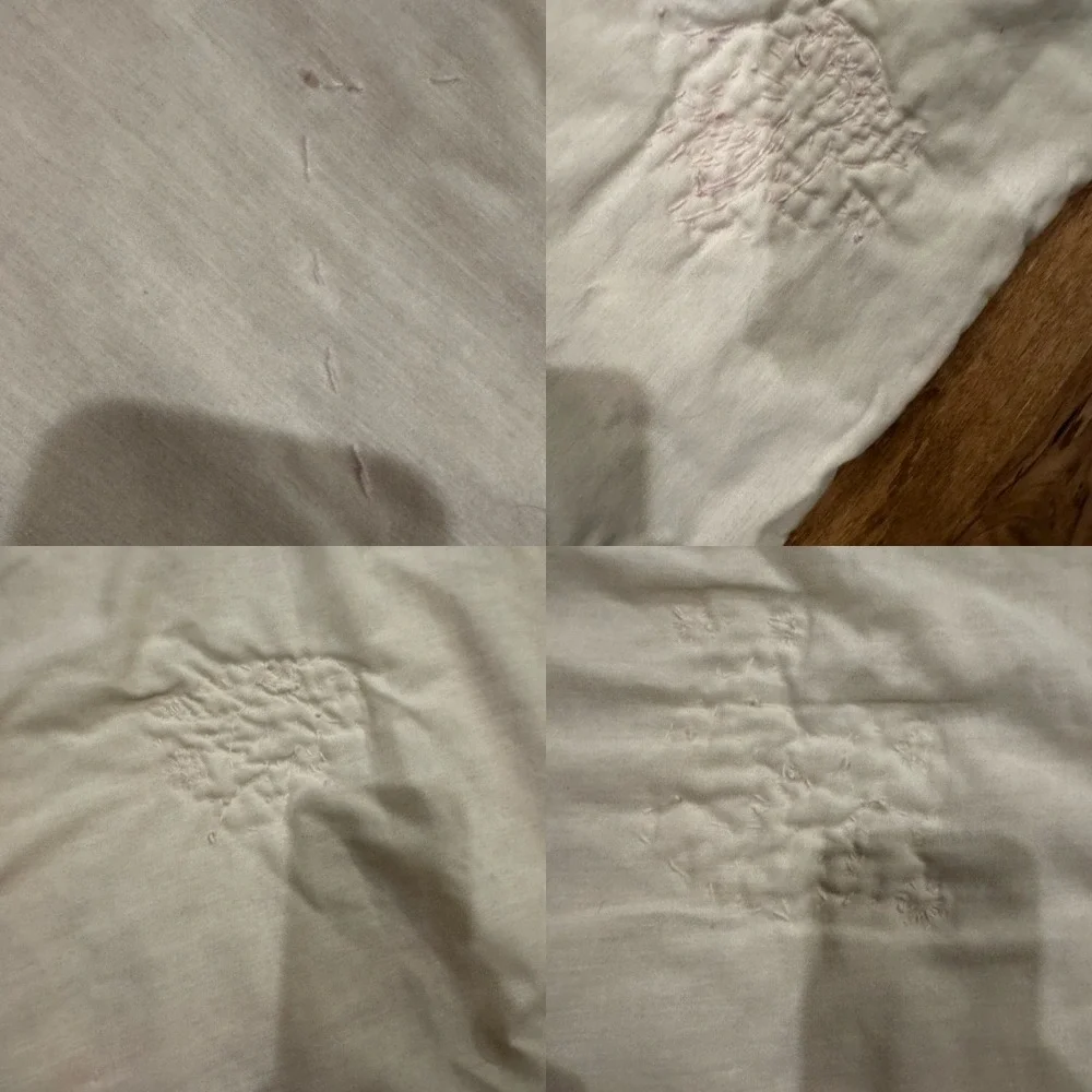 Handmade Patchwork Quilt Twin/Full Pink White Floral Hand Embroidered Vintage